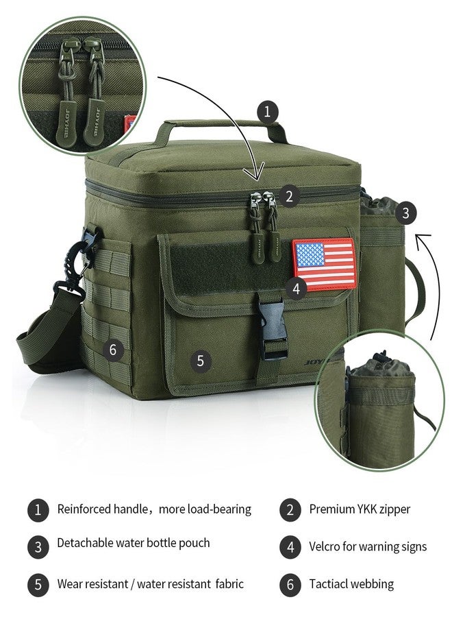 JOYHILL Tactical Lunch Box for Men, Insulated Lunch Bag with Detachable Bottle Pouch Holder, Large Durable Thermal Cooler Bag for Adult, Leakproof Bag for Work, Camping, Picnic, Black,13 L/18 Can - Image 3